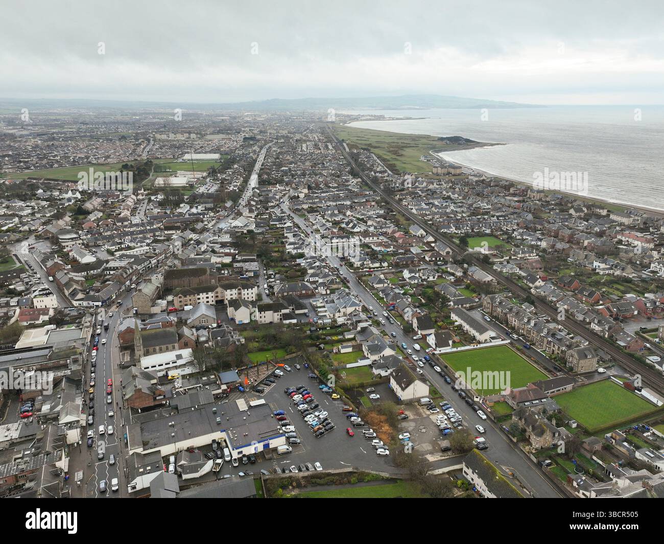 Drohnenansicht von Prestwick South Ayrshire Schottland Stockfoto