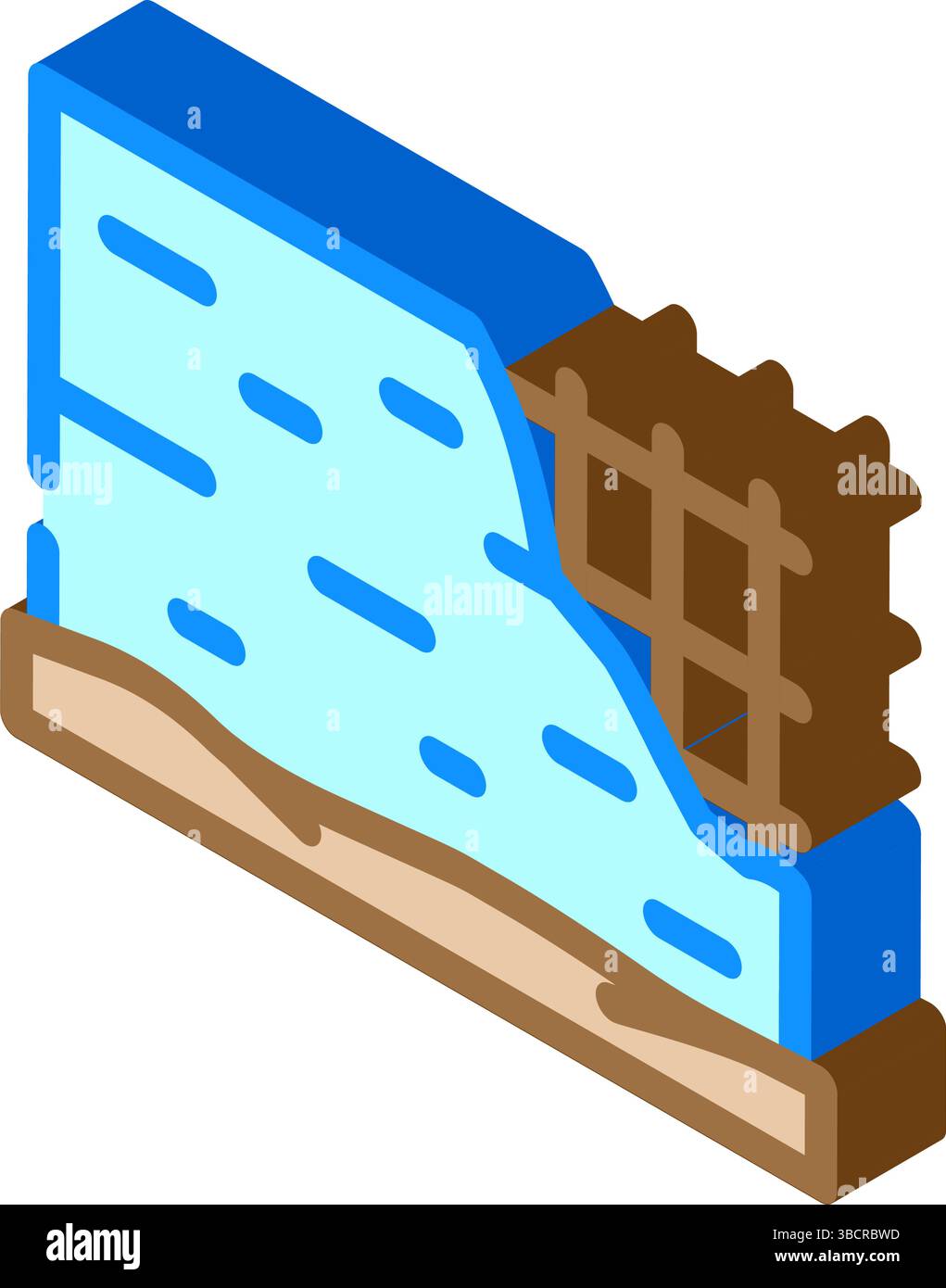 Betonwandkonstruktion isometrische Symbolvektorillustration Stock Vektor