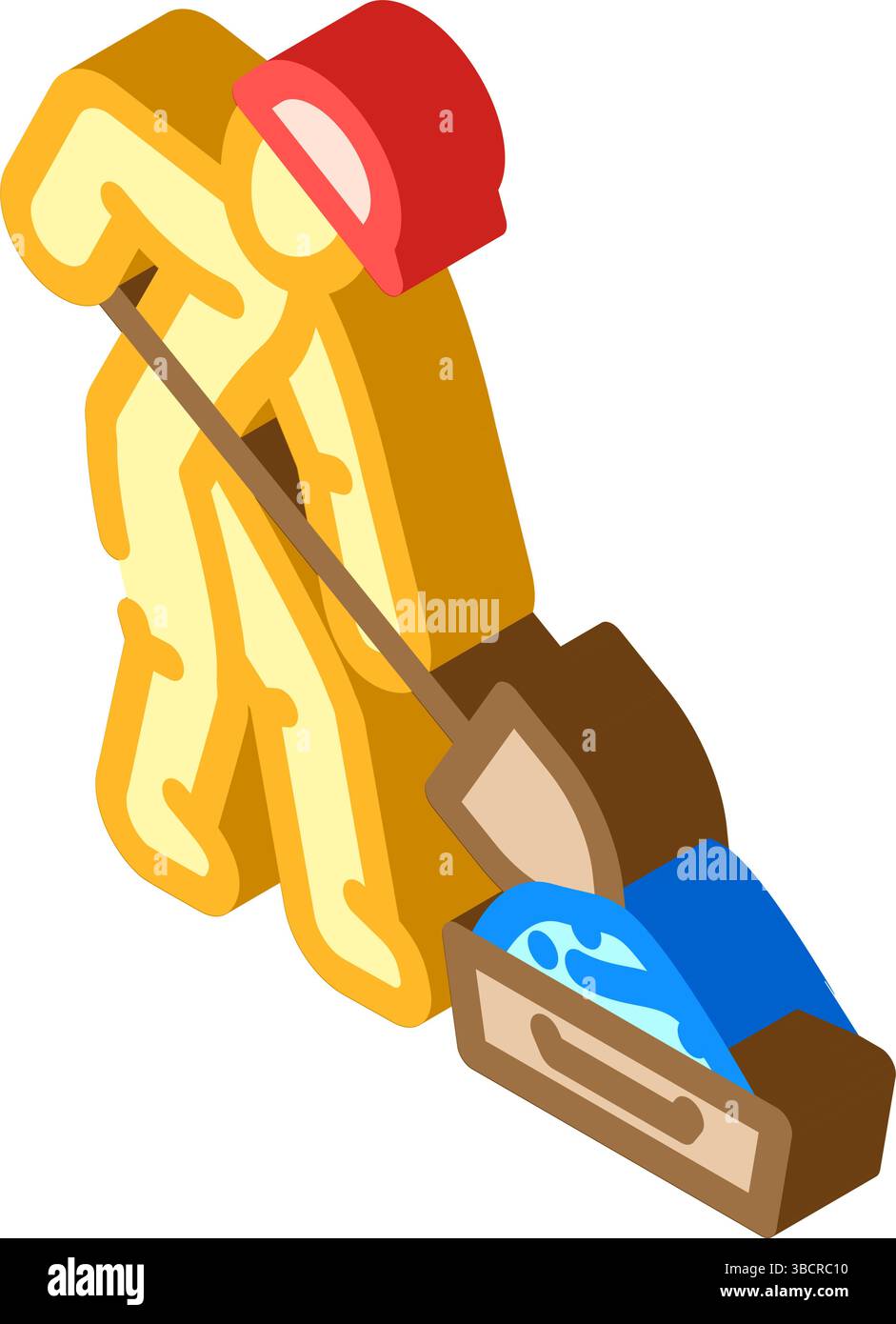 Arbeiter, der Zement isometrische Icon Vektor-Illustration mischt Stock Vektor