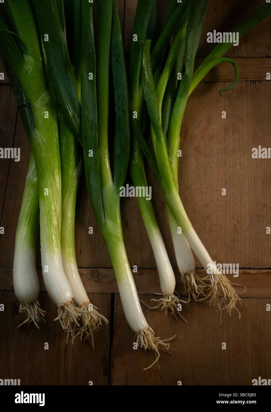 Schalotten gegen raues Schneidebrett Stockfoto