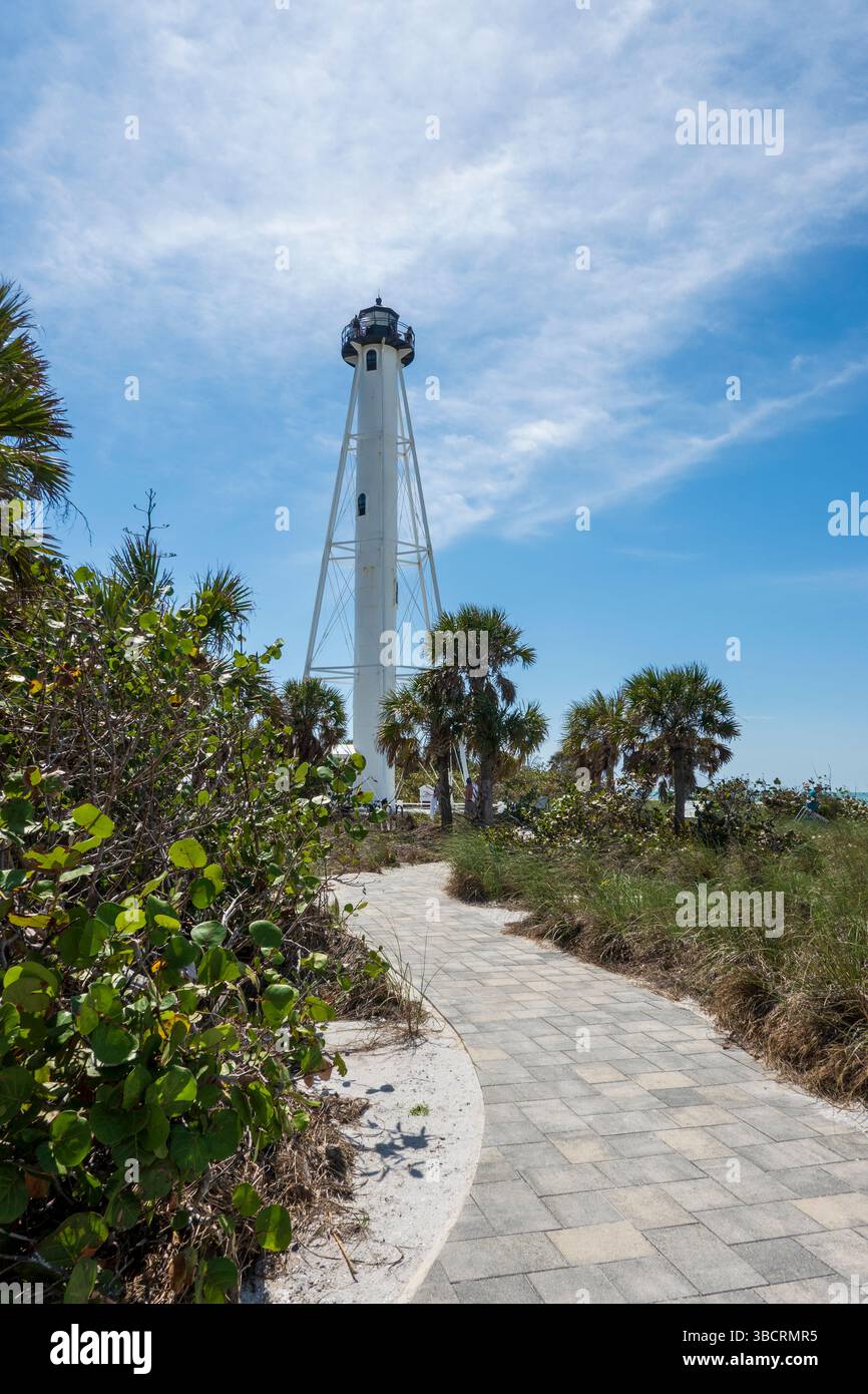 Das hintere Begrenzungslicht auf Gasparilla Island. Die hintere Begrenzungsleuchte Boca Grande ist bis heute als Gasparilla Island Light im Einsatz. Stockfoto