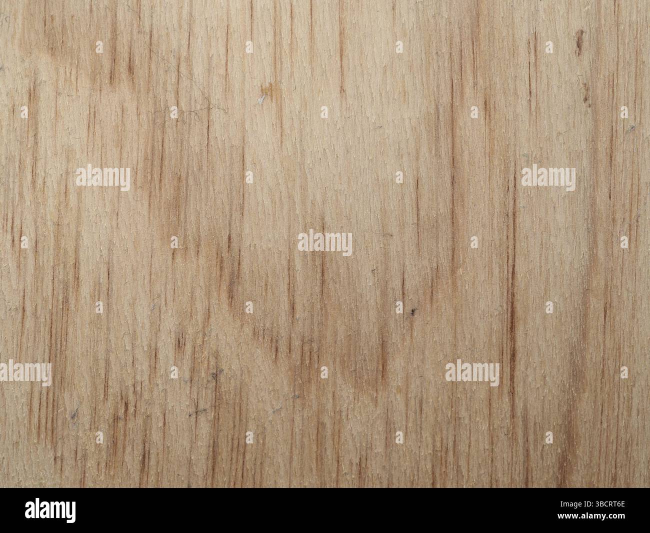 Nahaufnahme einer hellen Holzoberfläche mit einzigartigen Kornmustern und subtilen Unregelmäßigkeiten. Die Textur spiegelt die natürliche Schönheit des Materials wider Stockfoto
