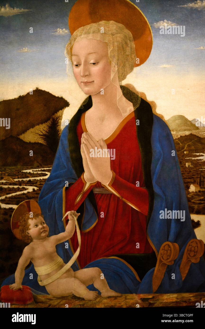 Jungfrau und Kind, 14564, auf dem Gemälde Alesso Baldovinetti (1425-1499), Stockfoto