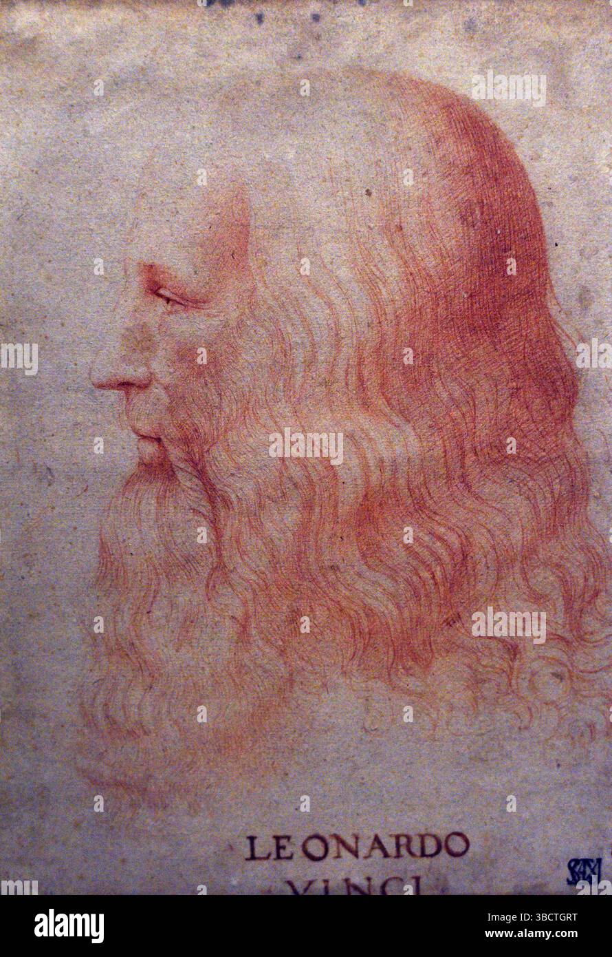 Porträt de Léonard de Vinci, von Francesco Melzi, 1515-1518, Mailand. Stockfoto