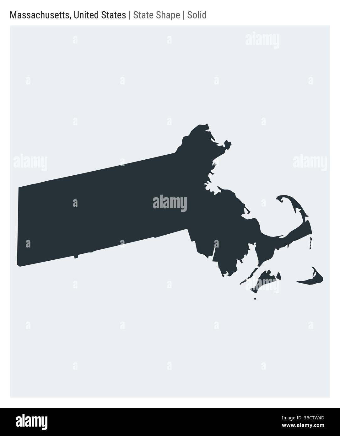 Massachusetts, Usa. Einfache Vektordarstellung. Statusform. Solide Ausführung. Grenze von Massachusetts. Vektorabbildung. Stock Vektor