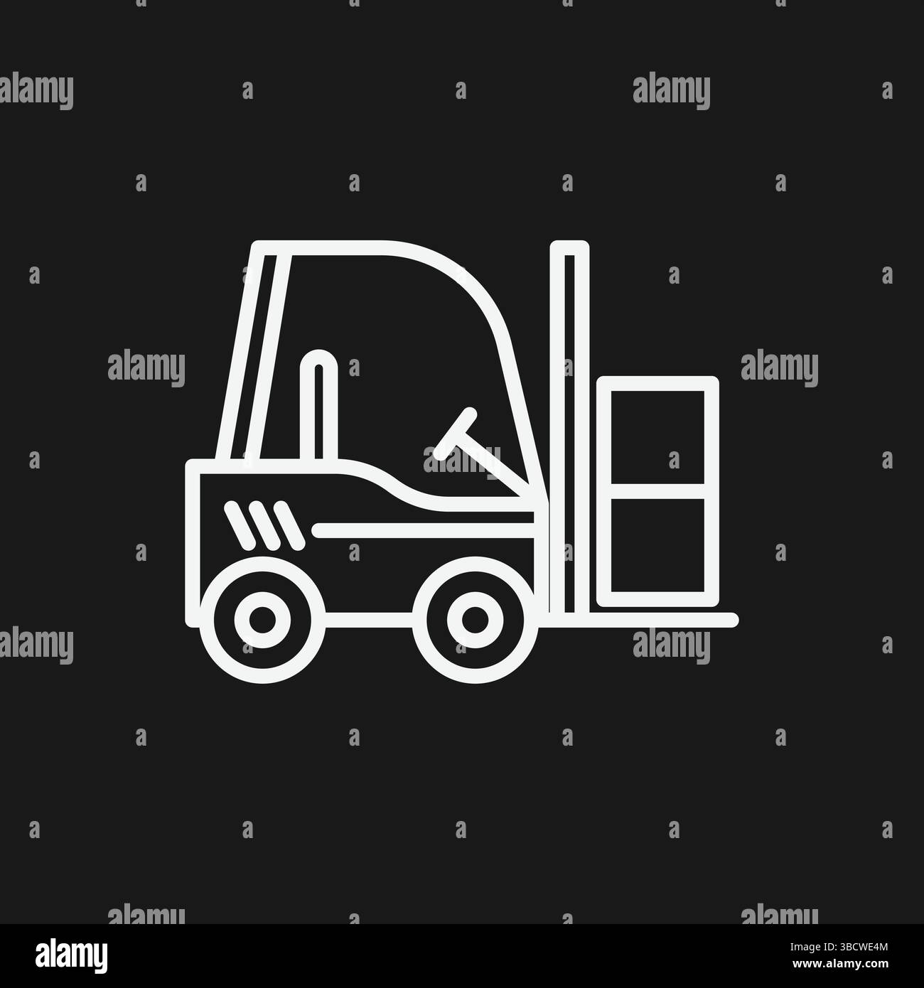Minimalistische Kontrastreiche Schwarzweiß-Gabelstapler-Industriemaschinen Lagerausrüstung Grafische Illustration Stock Vektor