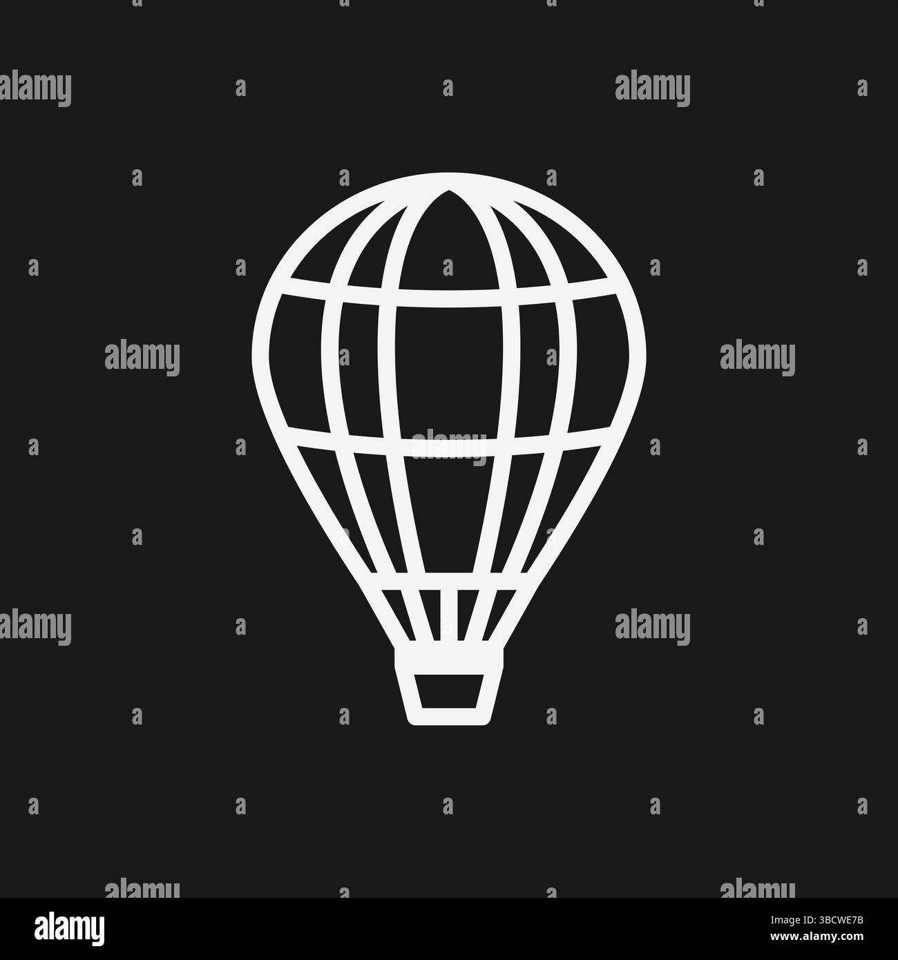 Minimalistisches flaches Design Heißluftballon-Vektor-Grafik auf schwarzem Hintergrund Stock Vektor