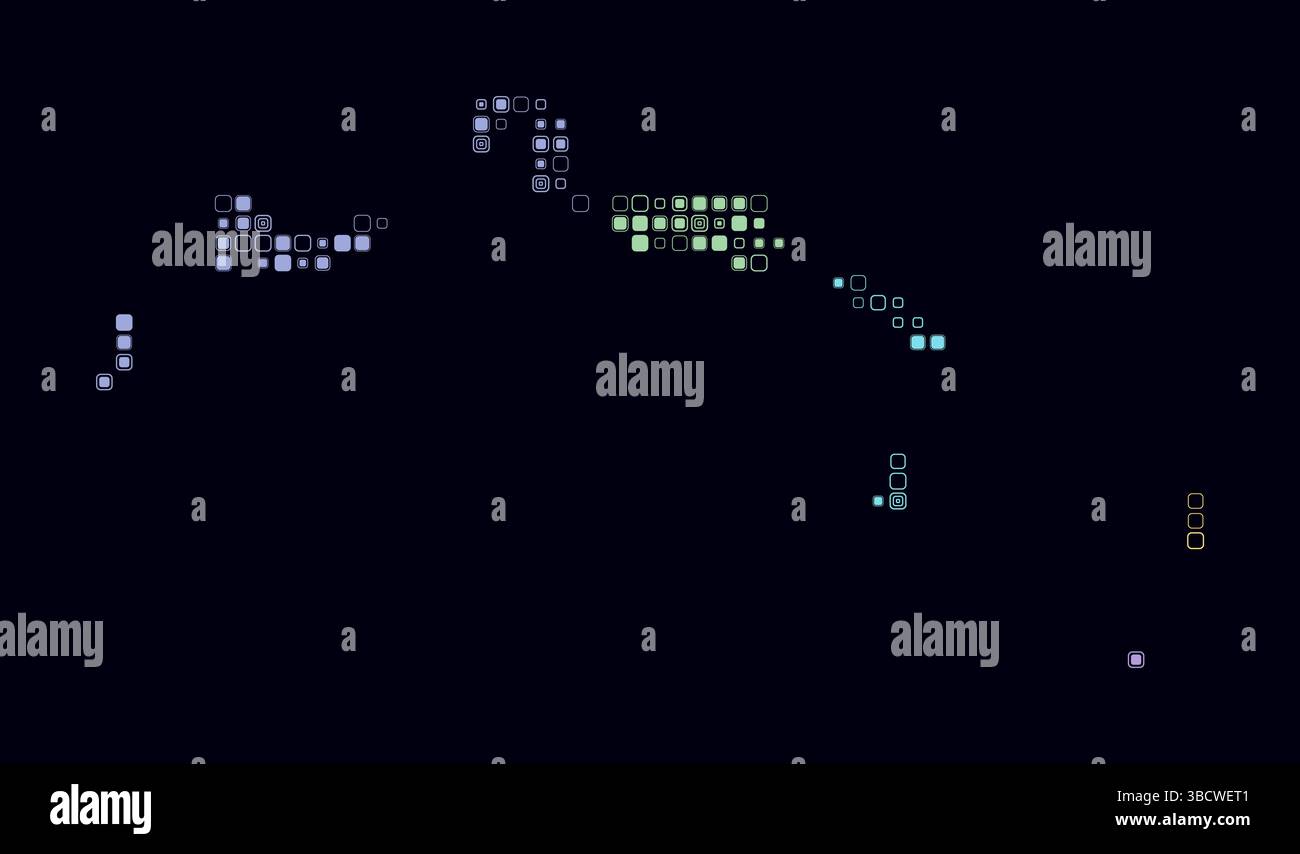 Turks- und Caicosinseln, die Form des Landes, gebaut aus farbigen Zellen. Digitale Karte der Turks- und Caicosinseln auf dunklem Hintergrund. Stock Vektor