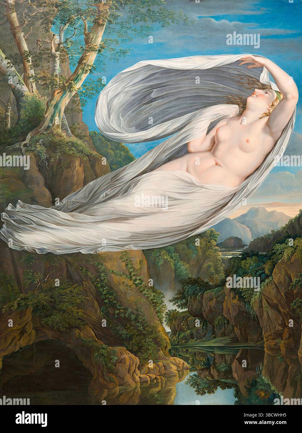 Guy Head - Echo Flying from Narcissus - 1897 - zeigt eine Szene aus der griechischen Mythologie, die die Nymphe Echo und Narzisse umfasst. Stockfoto