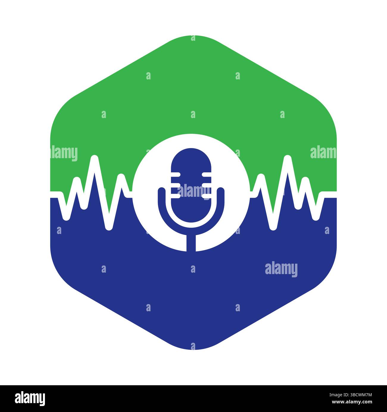 Medizinisches Podcast-Logo mit Herzpuls. Podcast Heartbeat Line Logo Design Vektorvorlage. Stock Vektor