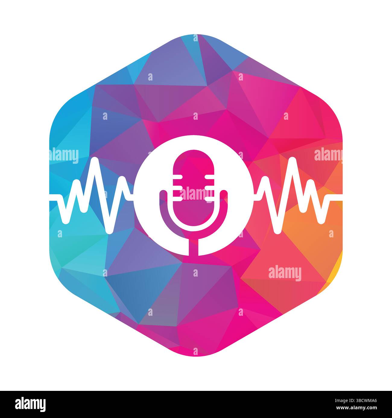 Medizinisches Podcast-Logo mit Herzpuls. Podcast Heartbeat Line Logo Design Vektorvorlage. Stock Vektor