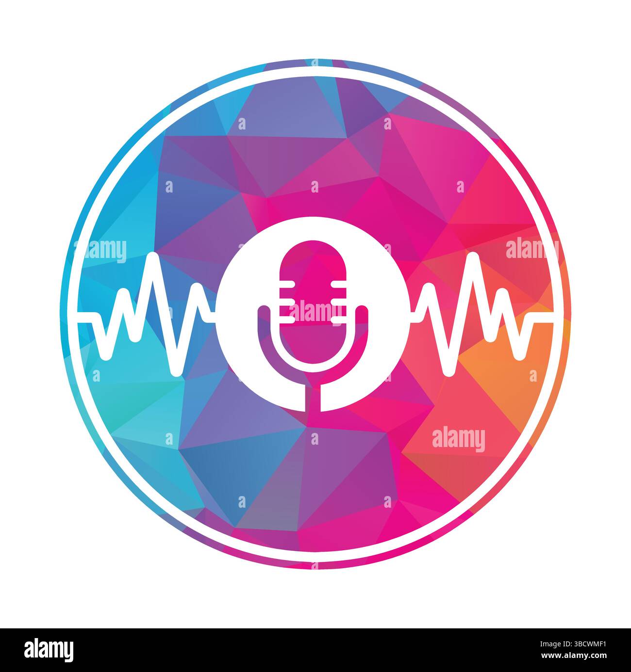 Medizinisches Podcast-Logo mit Herzpuls. Podcast Heartbeat Line Logo Design Vektorvorlage. Stock Vektor