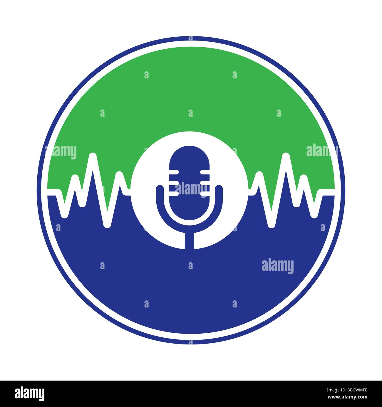 Medizinisches Podcast-Logo mit Herzpuls. Podcast Heartbeat Line Logo Design Vektorvorlage. Stock Vektor