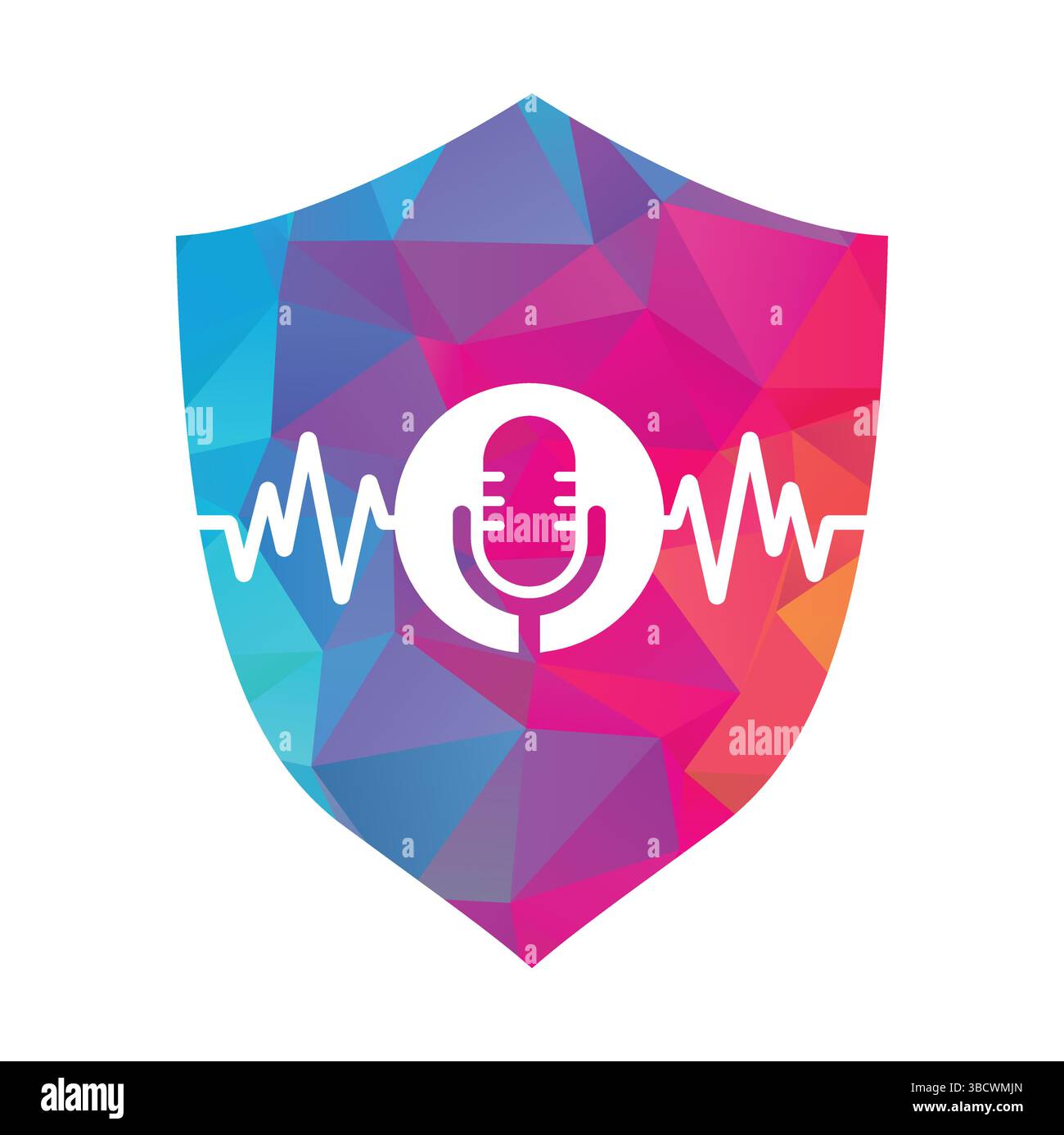 Medizinisches Podcast-Logo mit Herzpuls. Podcast Heartbeat Line Logo Design Vektorvorlage. Stock Vektor