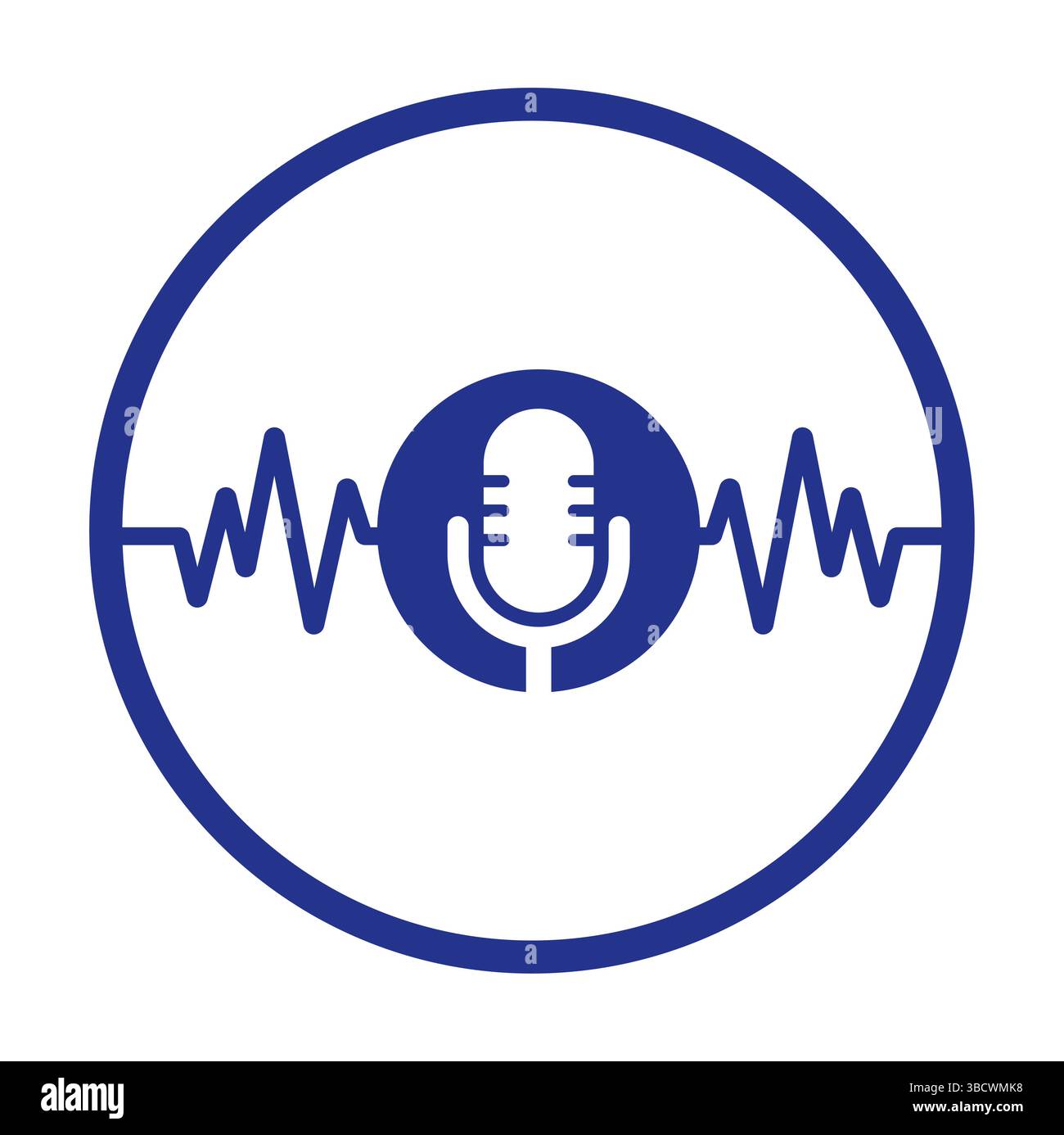 Medizinisches Podcast-Logo mit Herzpuls. Podcast Heartbeat Line Logo Design Vektorvorlage. Stock Vektor