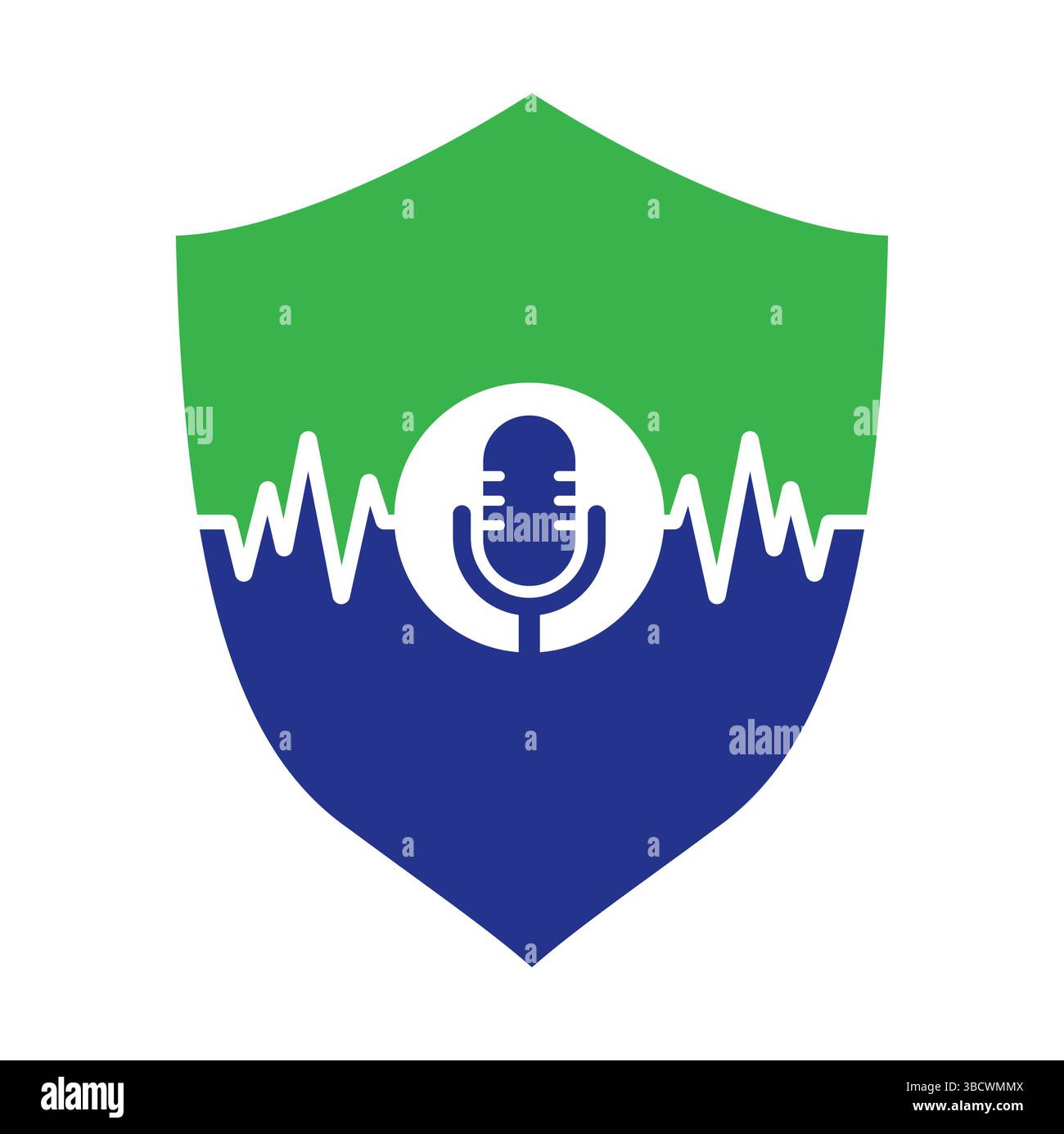 Medizinisches Podcast-Logo mit Herzpuls. Podcast Heartbeat Line Logo Design Vektorvorlage. Stock Vektor