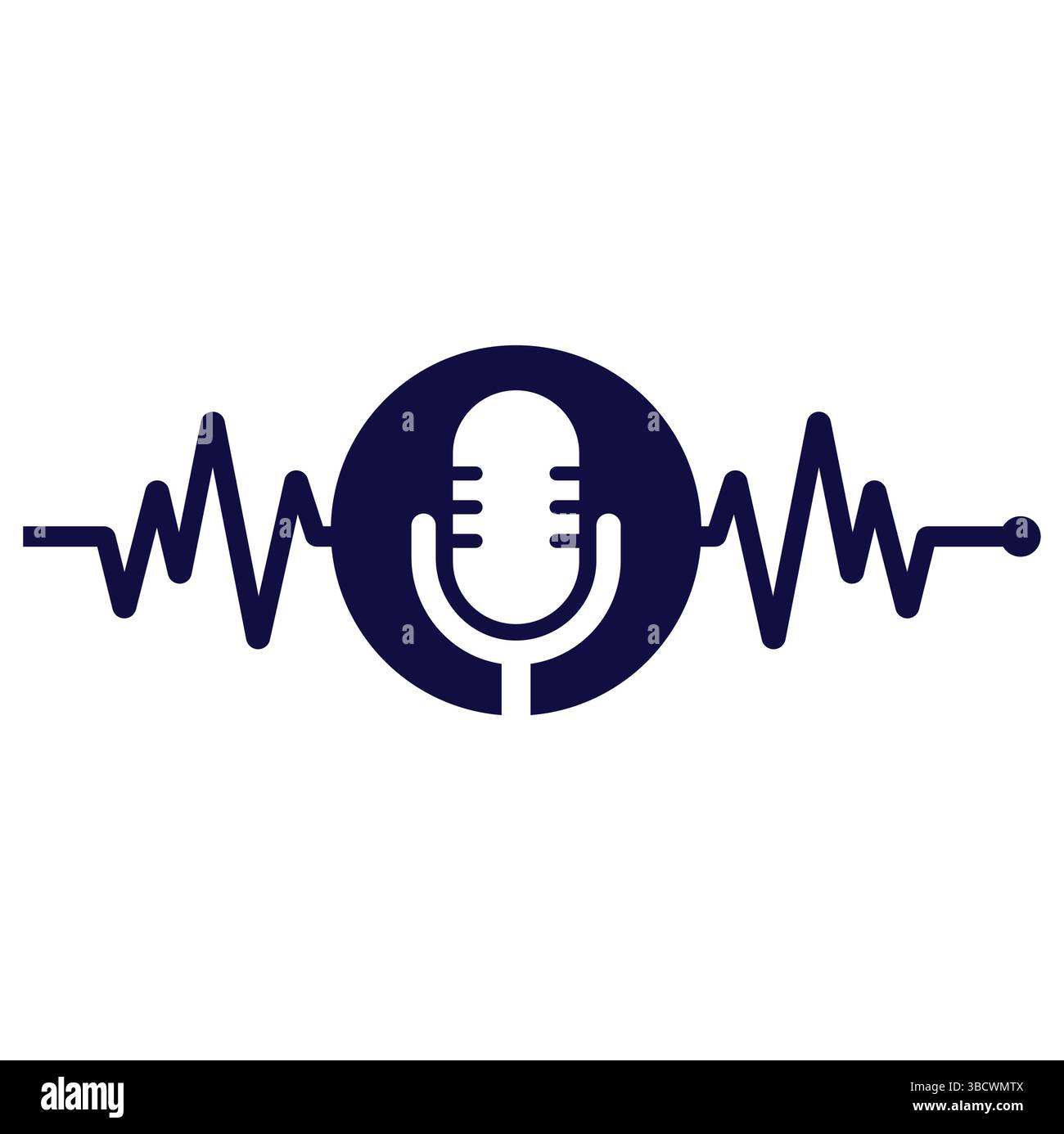 Medizinisches Podcast-Logo mit Herzpuls. Podcast Heartbeat Line Logo Design Vektorvorlage. Stock Vektor