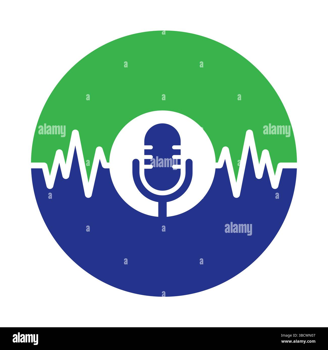 Medizinisches Podcast-Logo mit Herzpuls. Podcast Heartbeat Line Logo Design Vektorvorlage. Stock Vektor