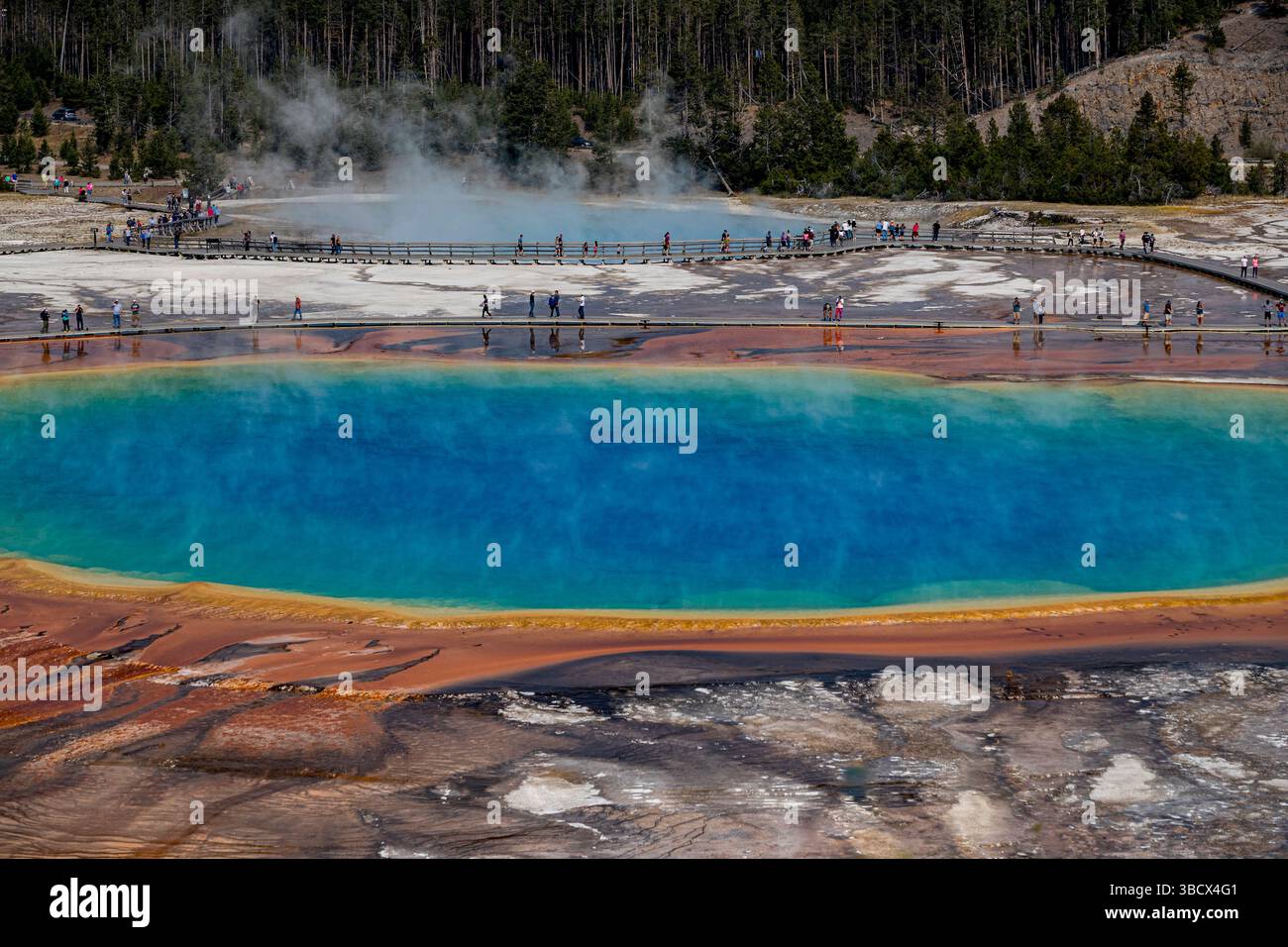 Die Prismatic Spring ist bekannt für ihre unglaubliche bläuliche Farbe. Stockfoto