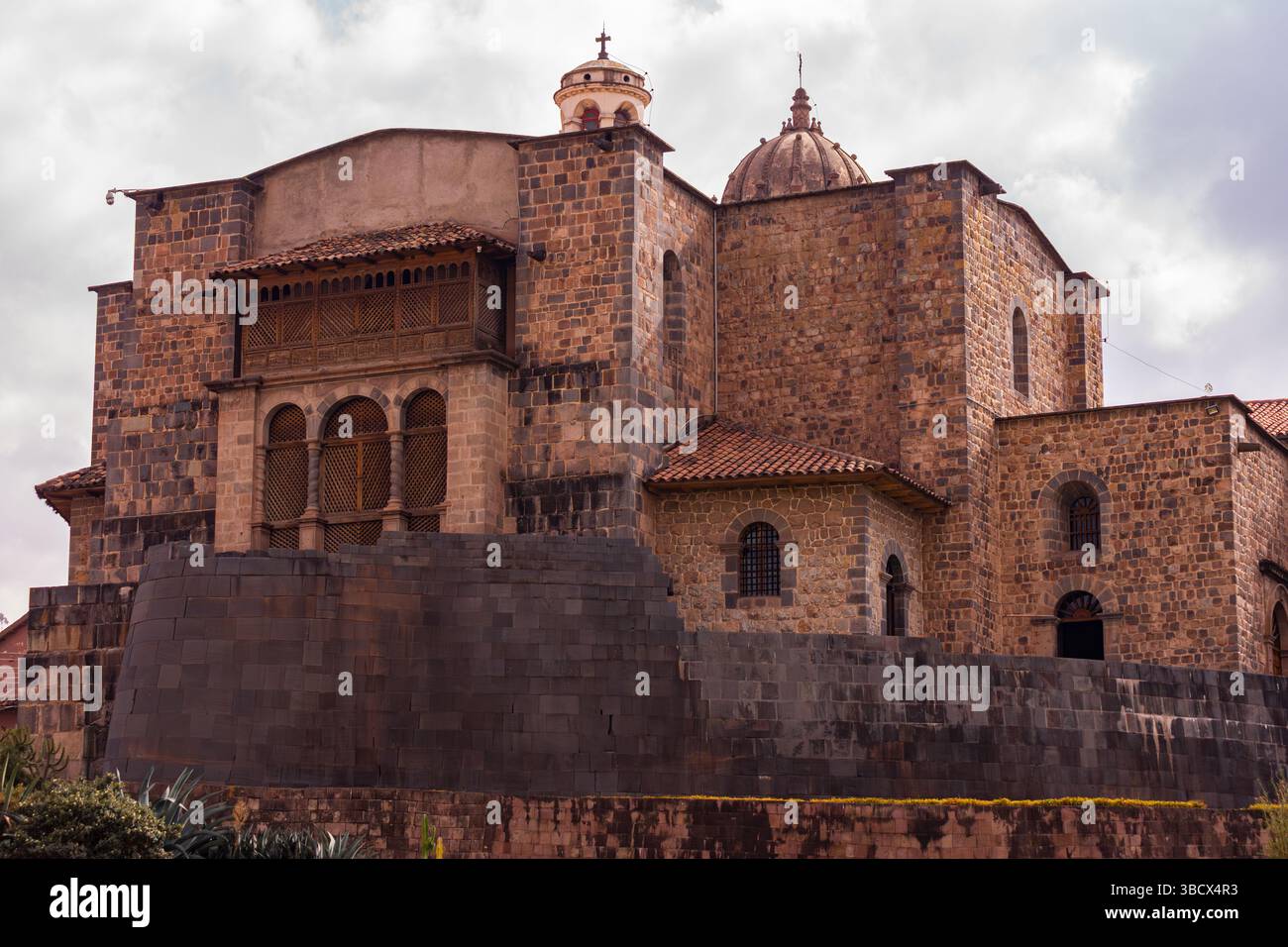 Blick auf Coricancha, einen heiligen Tempel für die Inkas, in Cusco, Peru Stockfoto