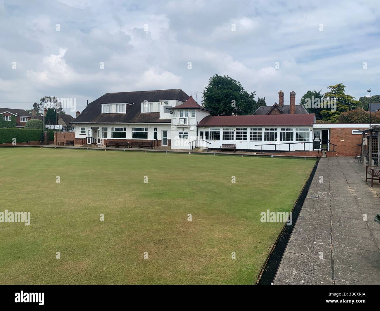 Abington Abington Park Bowling Club Northampton Northamptonshire England Großbritannien britischer Outdoor Club House Bowling Green Play Meeting - Smartphone-aufgenommenes Stockfoto