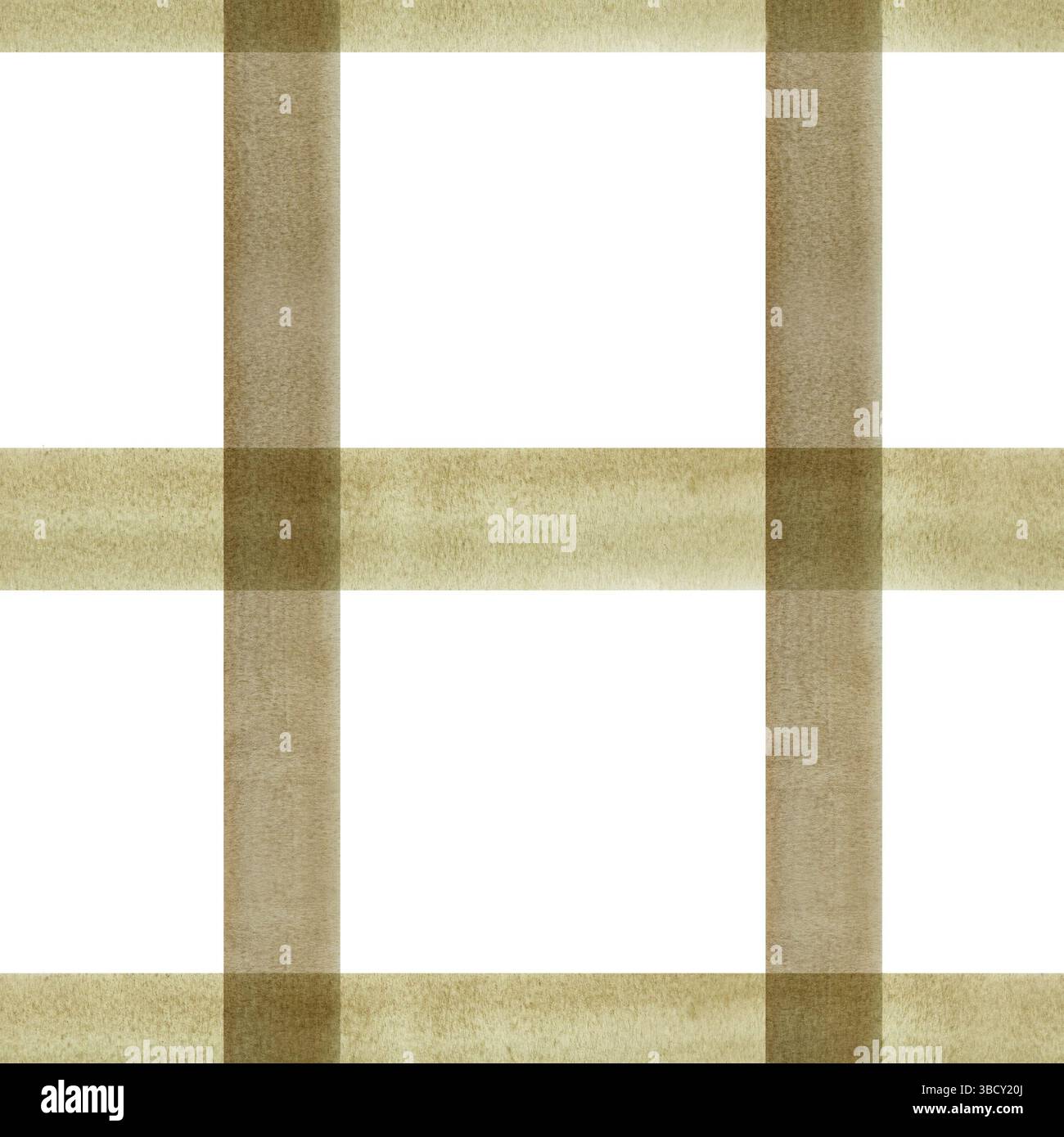 Nahtloses Karomuster. Handgemachte Aquarellillustration. Grün – brauner Käfig für Verpackungen, Textilien, Tapeten, Druck- und Geschenkpapier, für Stockfoto