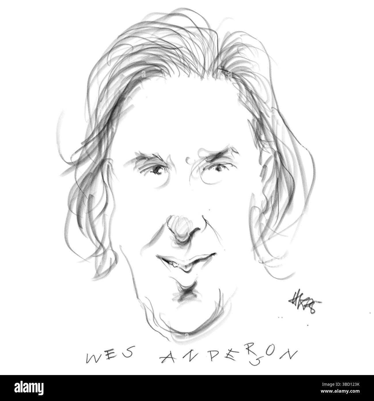 Bleistiftporträt von wes Anderson Stockfoto