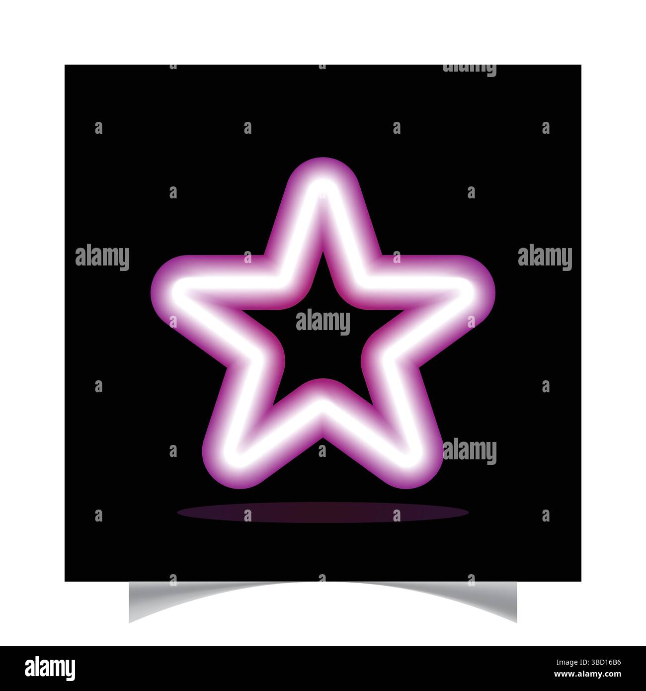 Leuchtend rosafarbenes Sternsymbol auf schwarzem Hintergrund mit Verlaufs- und Schatteneffekten Stock Vektor