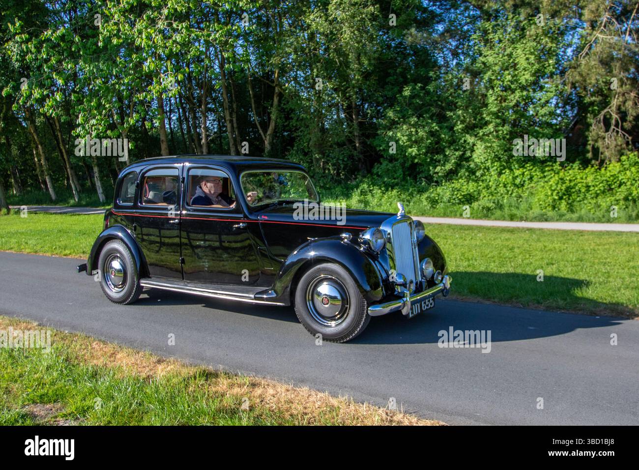 1948 40er Jahre Black Rover 75 2103 ccm; britischer Klassiker, Sportwagen mit Sammlerstücken in Lytham, Blackpool, Großbritannien. Mai 2025 Stockfoto