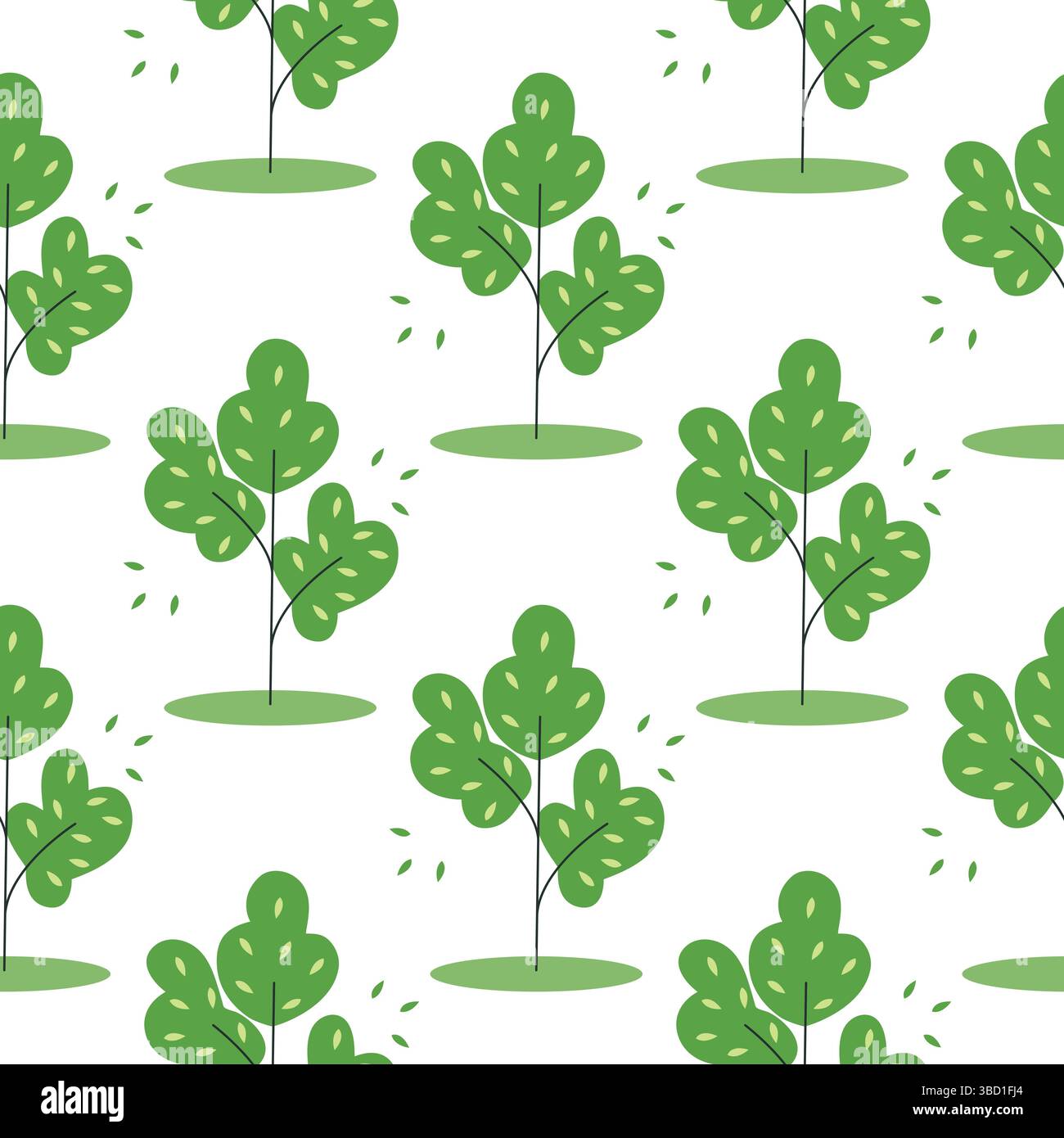 Nahtloses Muster im Frühling oder Sommer im Wald. Hintergrundbäume mit grüner Krone. Naturdruck, Vektorgrafiken Stock Vektor