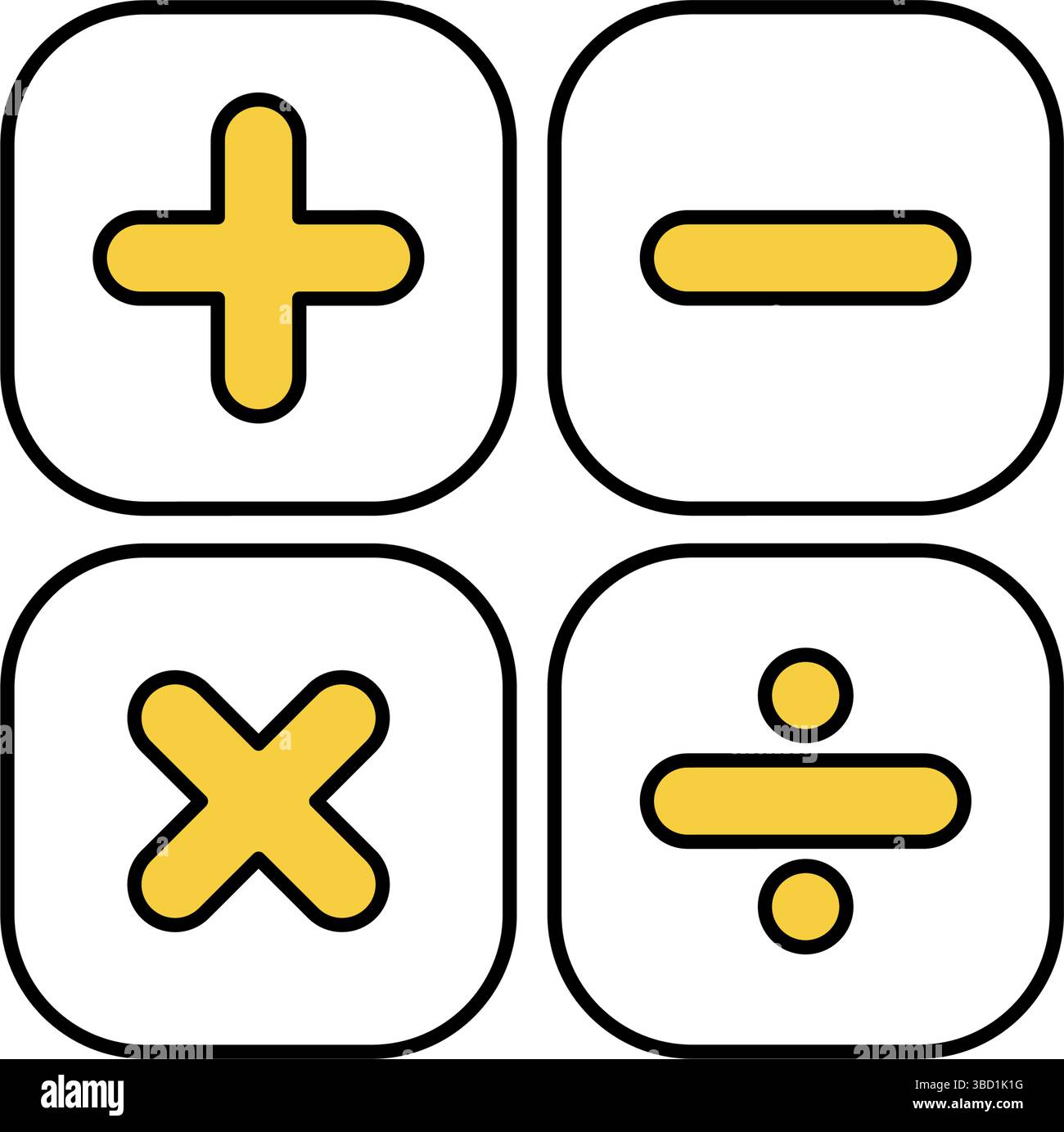 Symbol für einfache Linienzeichnung von arithmetischen quadratischen Operationen, Vektordarstellung Stock Vektor