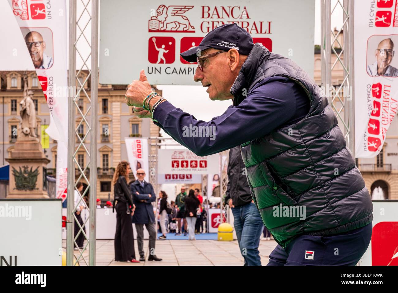 Torino, Italien. Mai 2025. Francesco Graziani durante alcuni Momenti della settima tappa della ventiquattresima edizione di “UN Campione per Amico” di Banca Generali, presso Piazza Castello a Torino, Italia - Cronaca - Giovedì 22 Maggio 2025 (Foto Giacomo Longo/LaPresse) Francesco Graziani 2025 Stockfoto