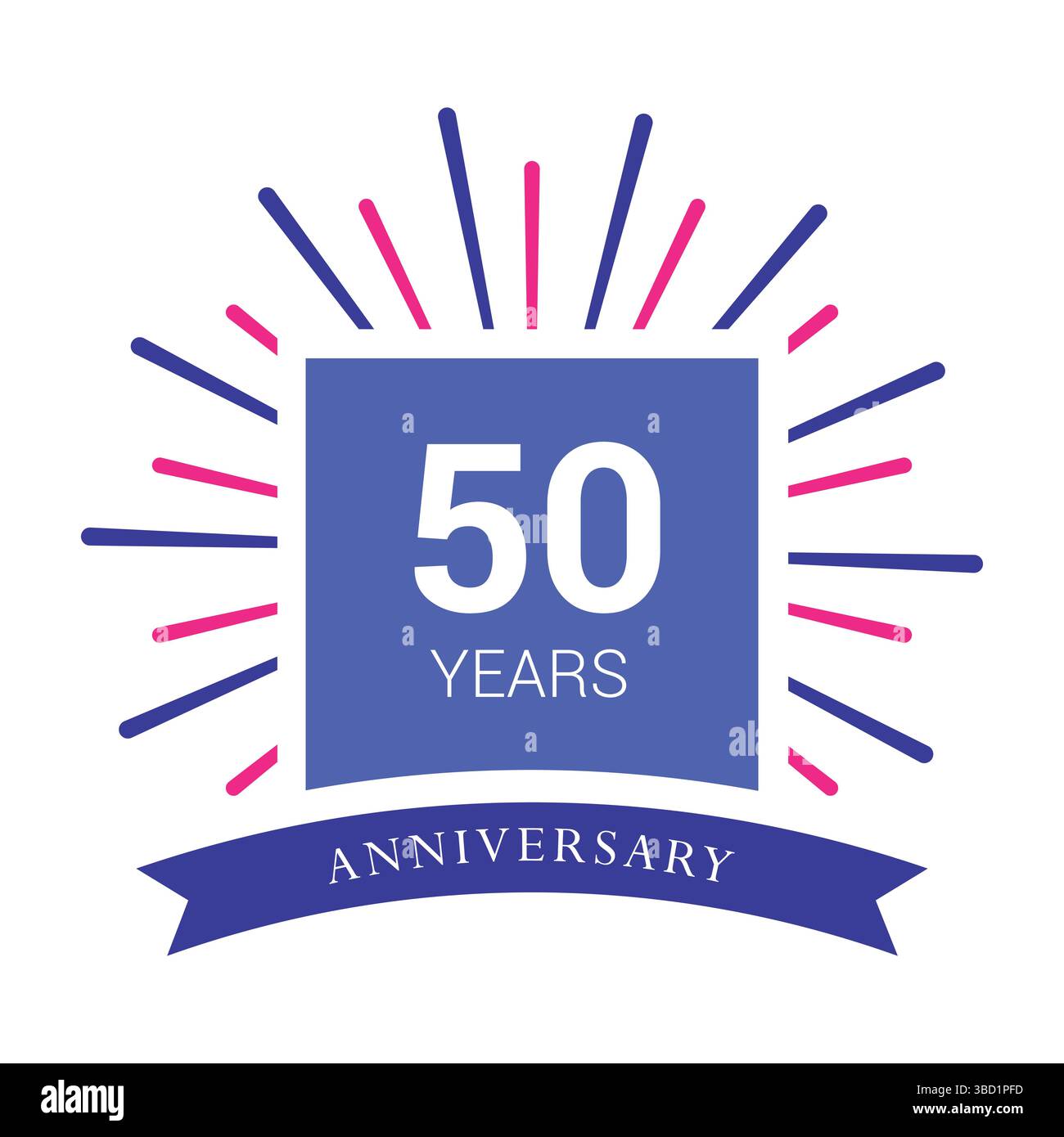 50 Jahre Jubiläum Feiern Logo Design Konzept 50 Jahre Jubiläum Retro Vektor Emblem isolierte Vorlage. Stock Vektor