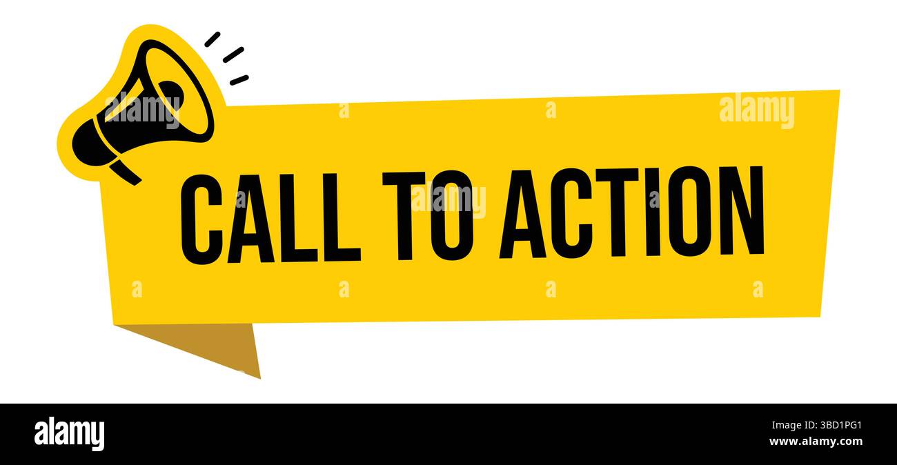 Megaphon mit Call-to-Action-Sprechblase. Lautsprecher. Banner für Unternehmen, Marketing und Werbung. Vektorgrafik Stock Vektor