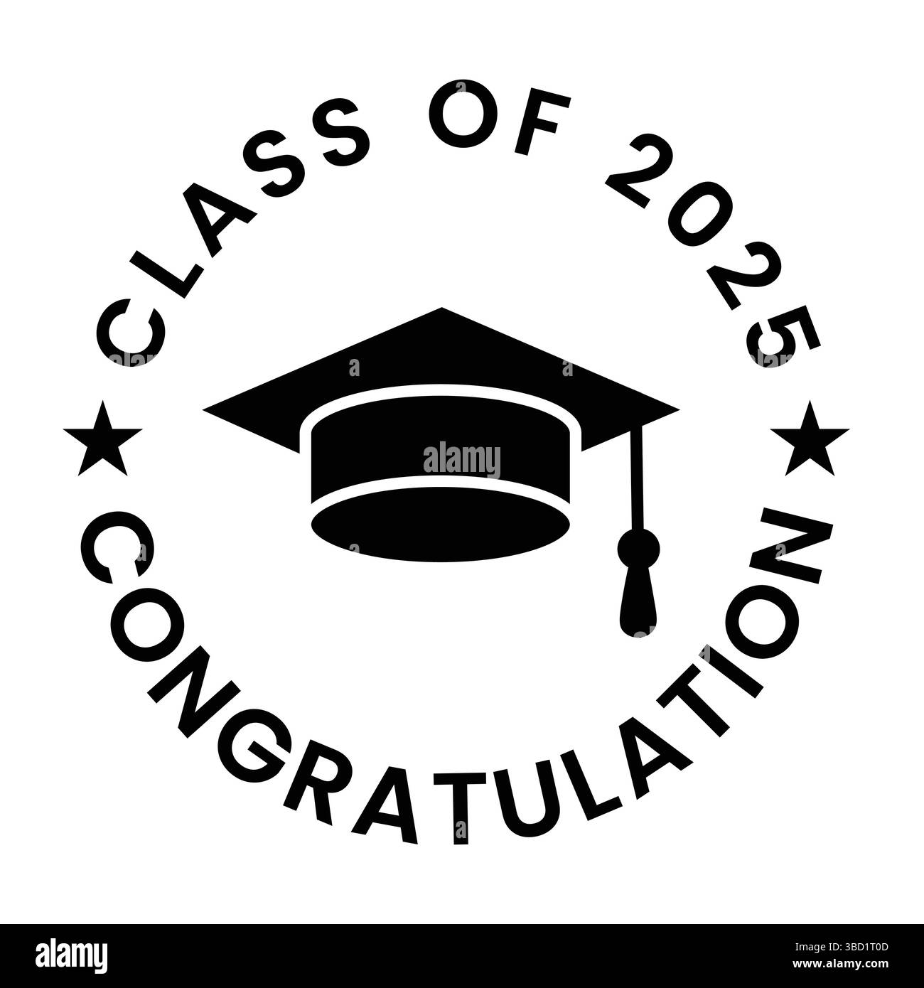 Klasse 2025 Graduierung Vektor Illustration – Ein festliches und lebendiges Design, das Abschlussfeiern und Ankündigungen feiert. Stock Vektor