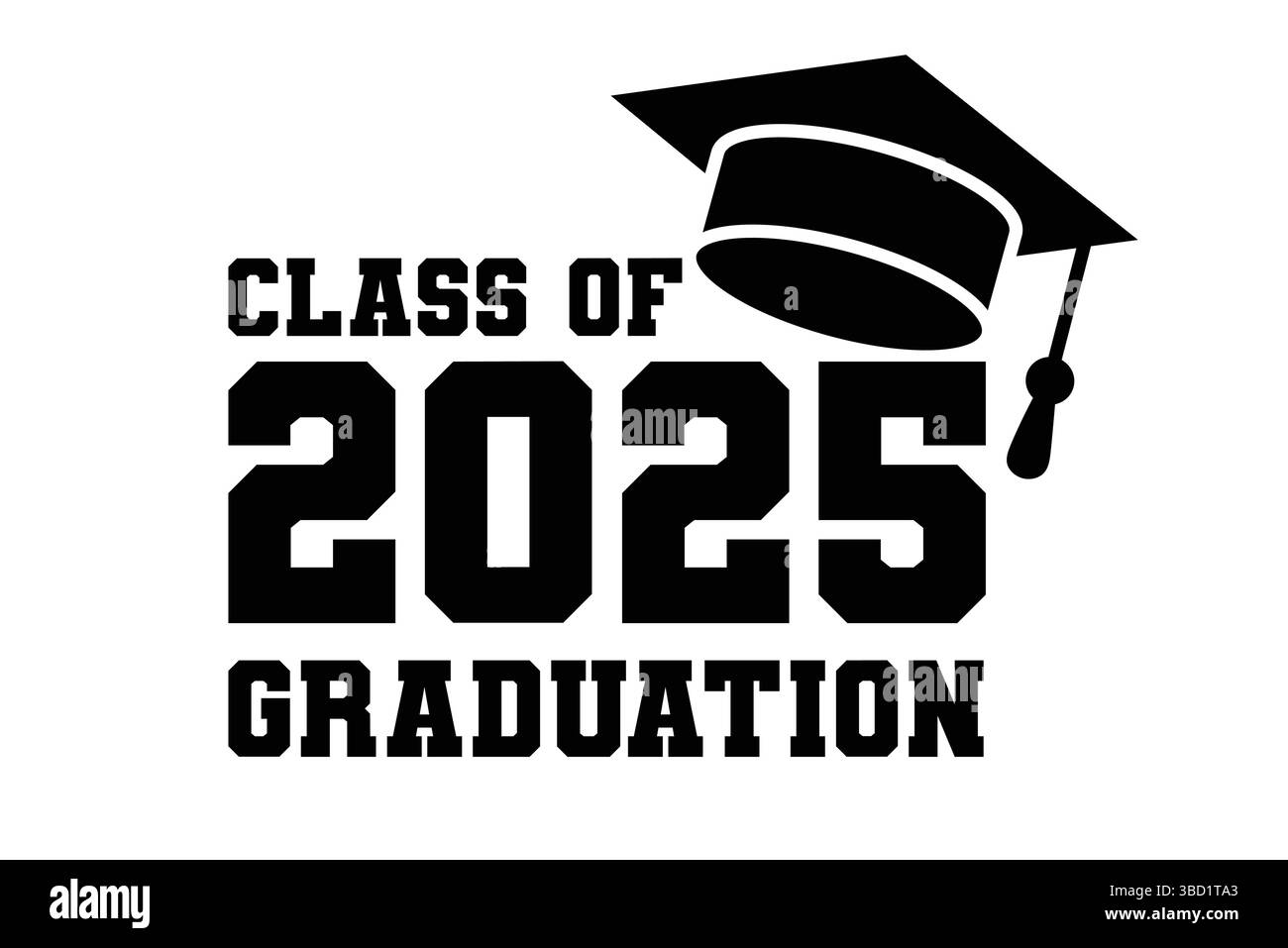 Vektordarstellung der Klasse 2025. Festliches Festdesign für Abschlussveranstaltungen und Ankündigungen. Herzlichen Glückwunsch für Absolventen Stock Vektor