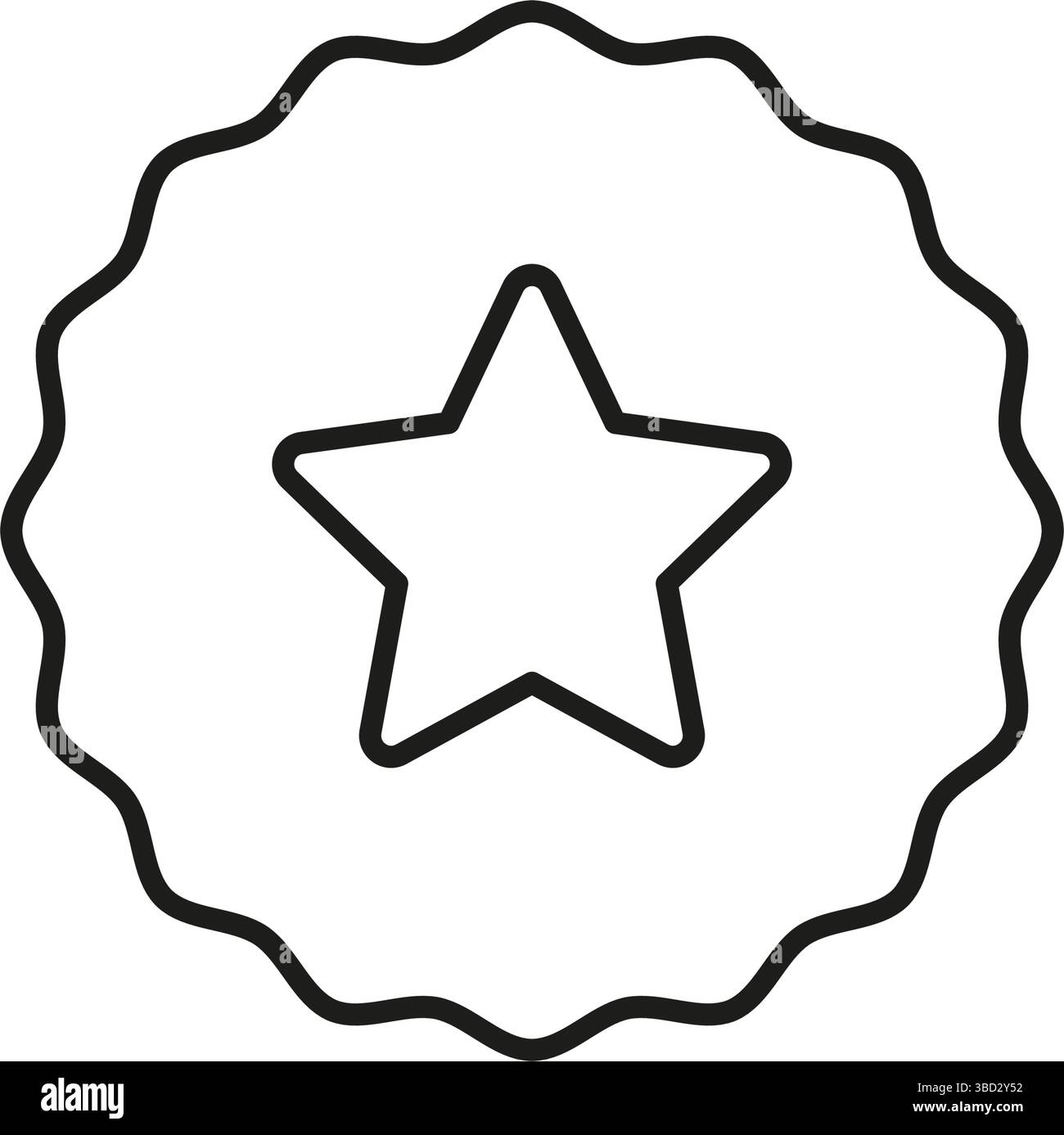 Prämienabzeichen Mit Stern-Linie-Symbol. Outline-Symbol Für Anerkennung Von Leistungen, Qualitätssicherung Und Exzellenz-Zertifizierung. Verdienst Und Ehre. Bearbeitbar Stock Vektor