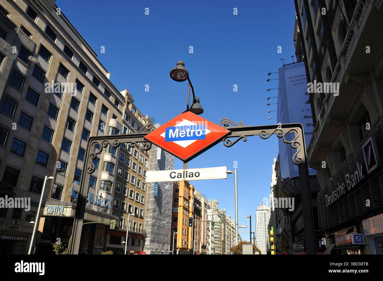Metro-Schild, Callao Station, Madrid, Spanien, Europa Stockfoto