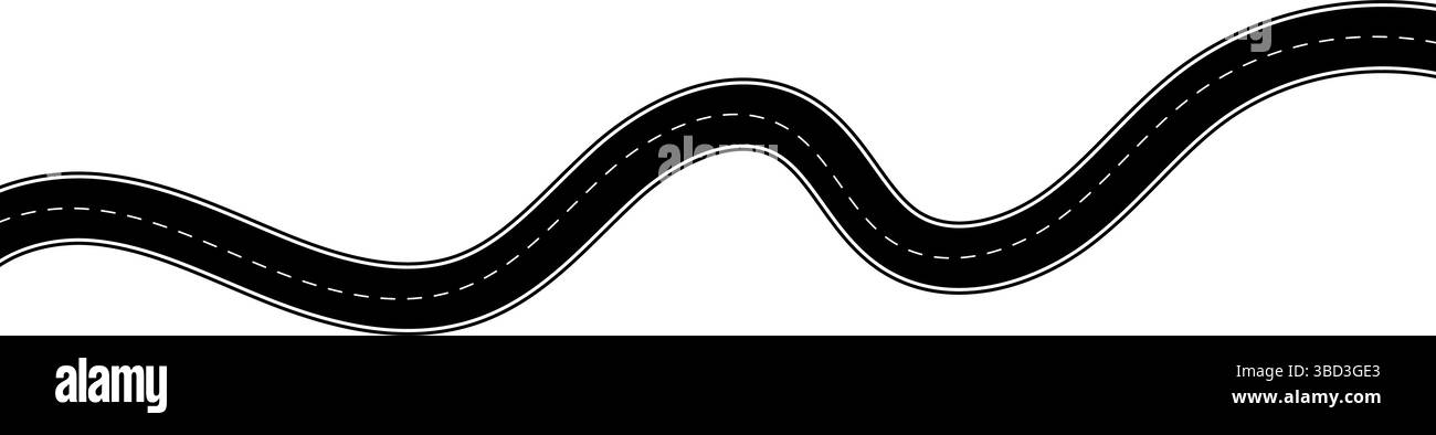 Kurven Straße isolierte Vektorillustration auf transparentem Hintergrund Stock Vektor