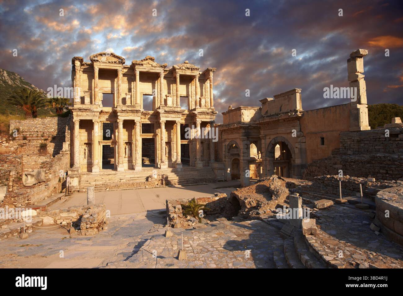 Die Celsus-Bibliothek, römische Ruinen von Ephesus, Türkei Stockfoto