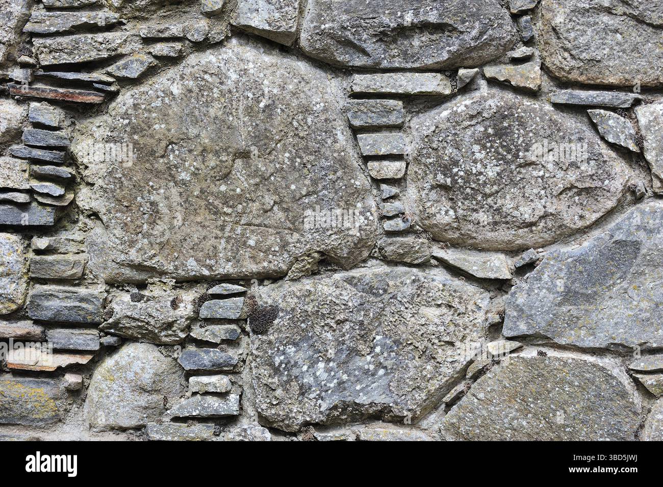 Detail des Mauerwerks in den Ruinen der Ruthven-Kaserne, erbaut 1719 nach dem Jakobitenaufstand von 1715, in der Nähe von Kingussie in den Highlands, Speyside, Scotla Stockfoto