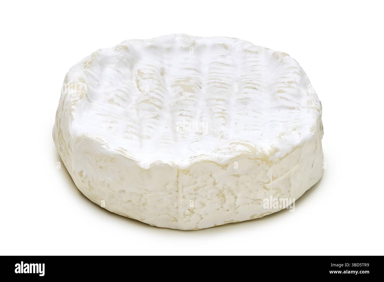 Brie-Käse isoliert auf weißem Hintergrund (Foto mit voller Schärfentiefe) Stockfoto