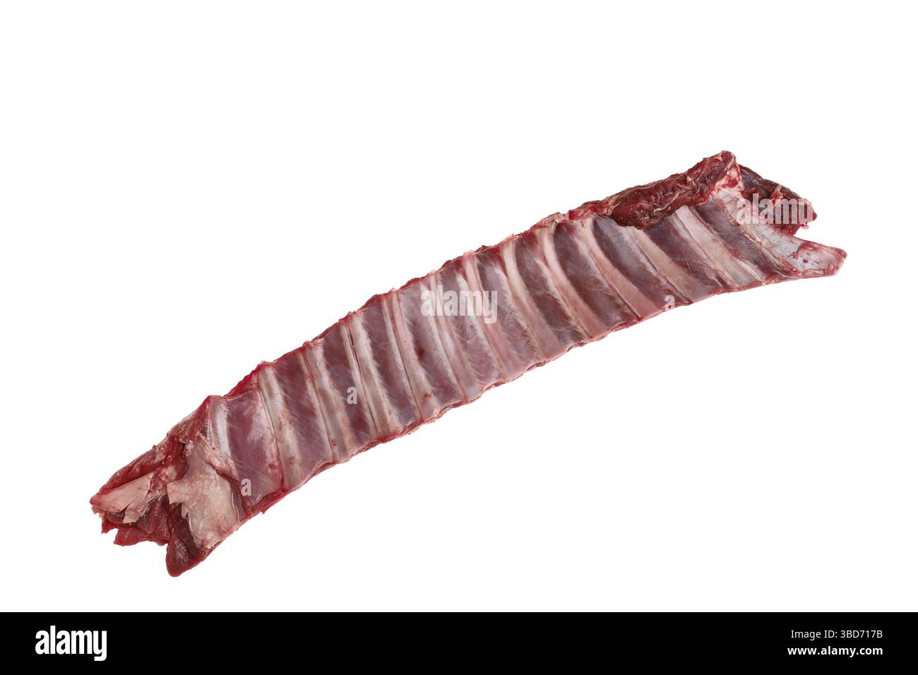 Rohe frische Hirschrippen, isoliert auf weißem Hintergrund Stockfoto