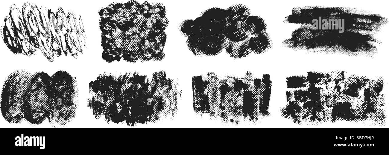 Farbe Distress Pinselstriche schmutzige Grunge Vektor Illustration Set. Stock Vektor