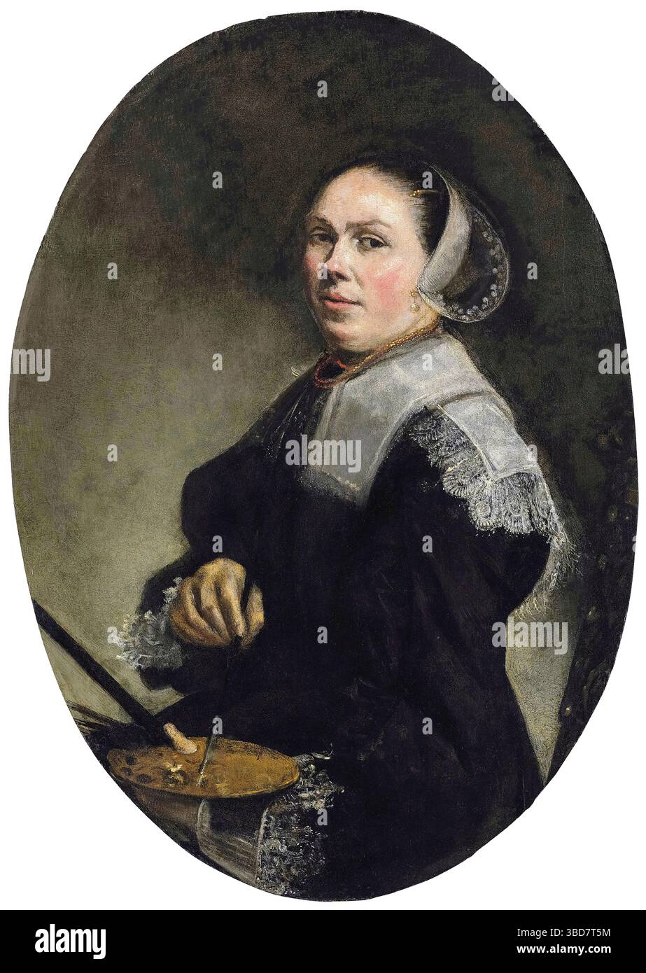 Judith Leyster (1609–1660), Selbstporträtgemälde des niederländischen Goldenen Zeitalters, Maler in Öl auf Tafel, 1640-1649 Stockfoto
