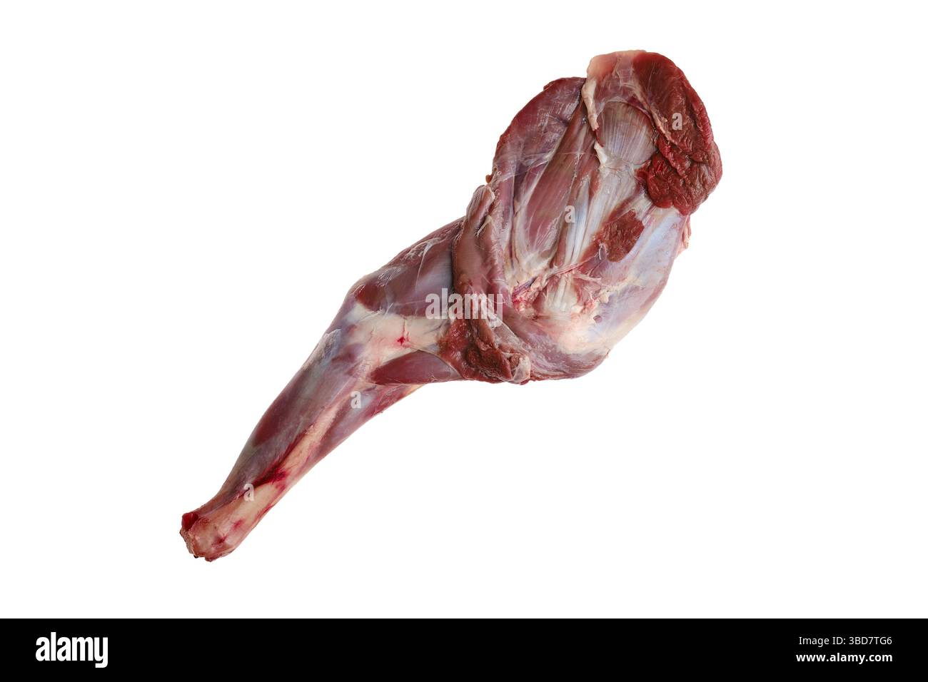 Rohes, auf Weiß isoliertes Reh-Schulterfutter Stockfoto