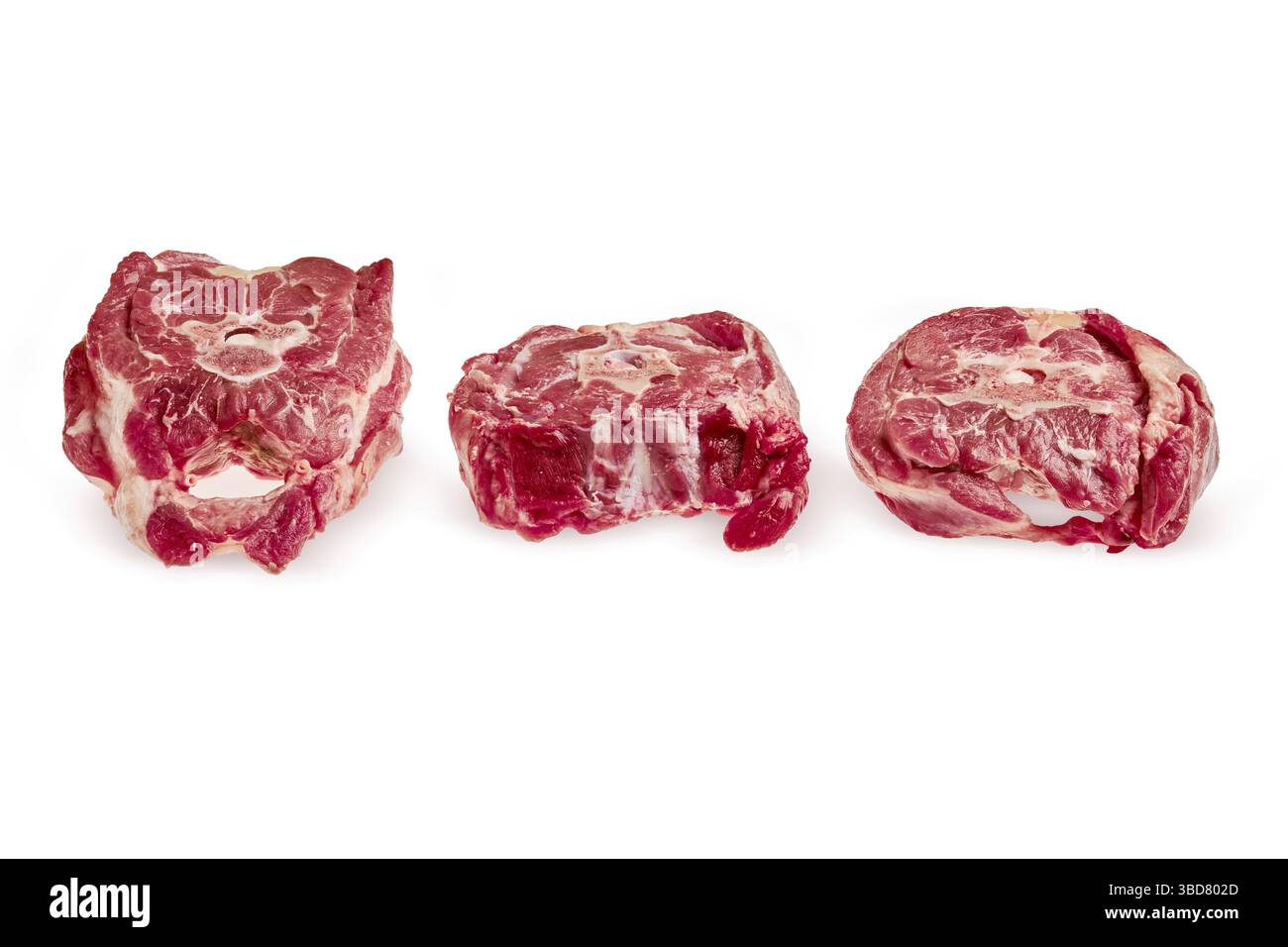 Frische rohe Lammhals isoliert auf weißem Hintergrund Stockfoto