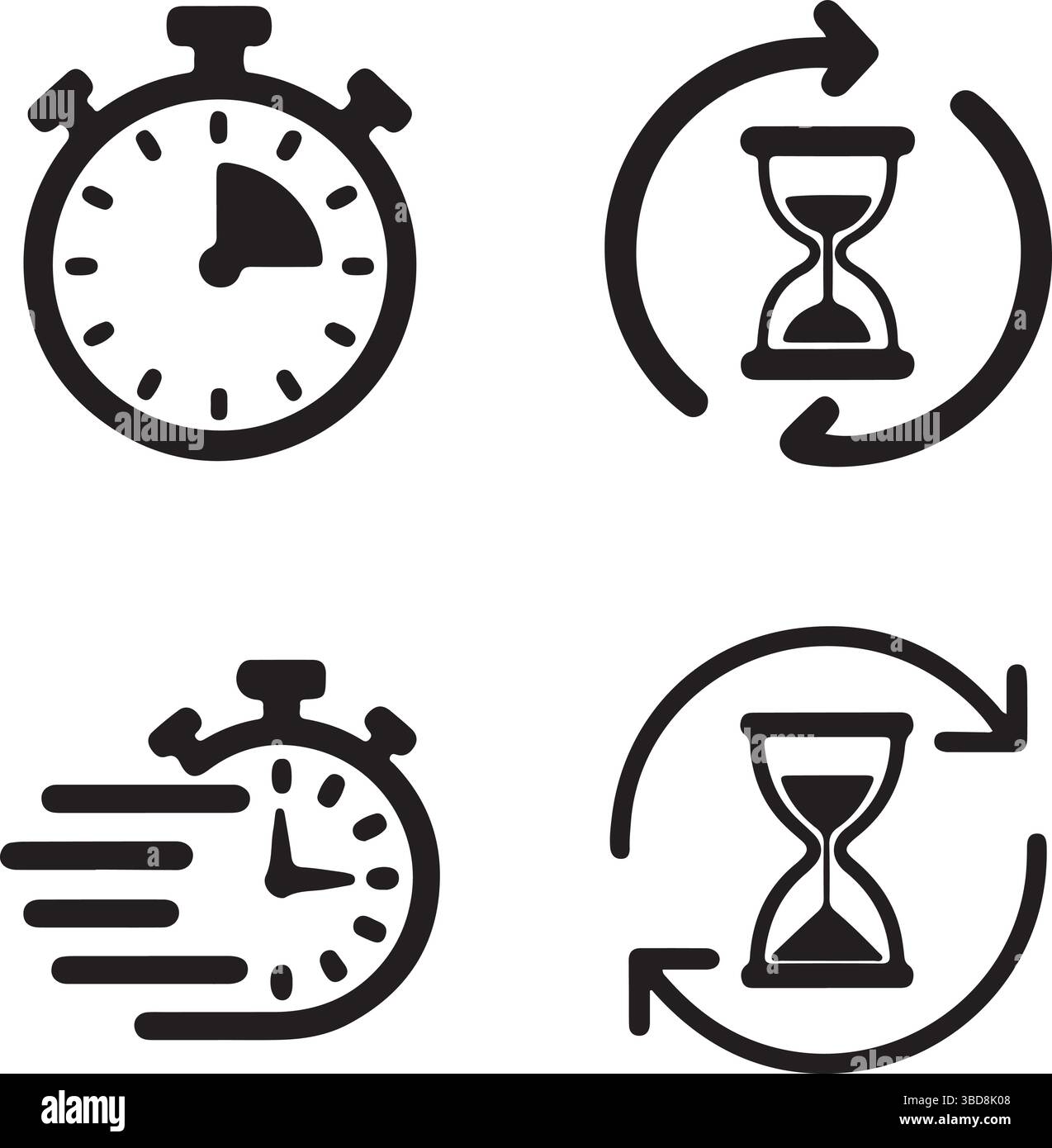 Symbolsatz für Zeit- und Fortschrittsvektor Stock Vektor