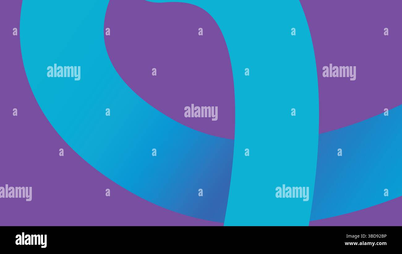 Zyanblaue gekrümmte Elemente auf violetter verlaufender Leinwand Stock Vektor