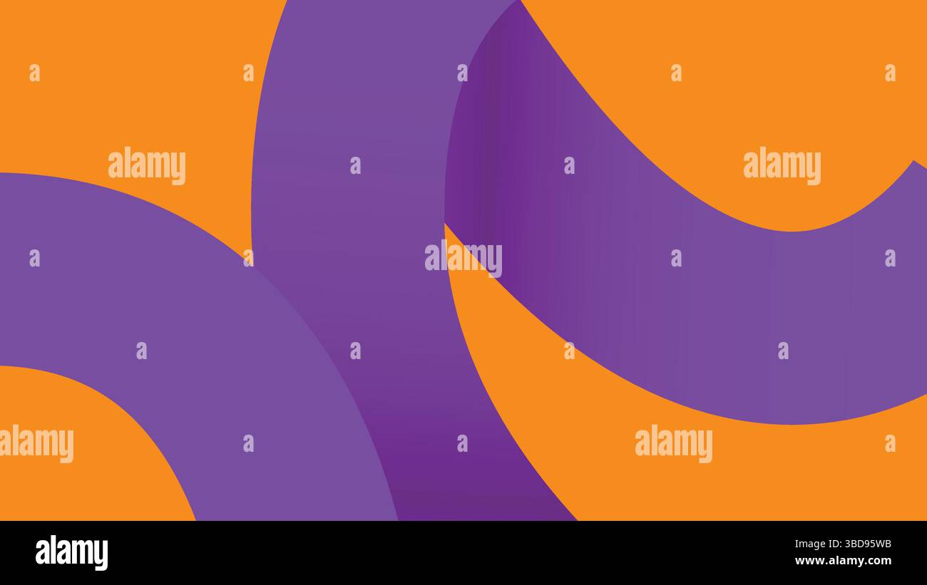 Gekrümmte violette Verlaufsformen auf orangefarbenem Hintergrund Stock Vektor